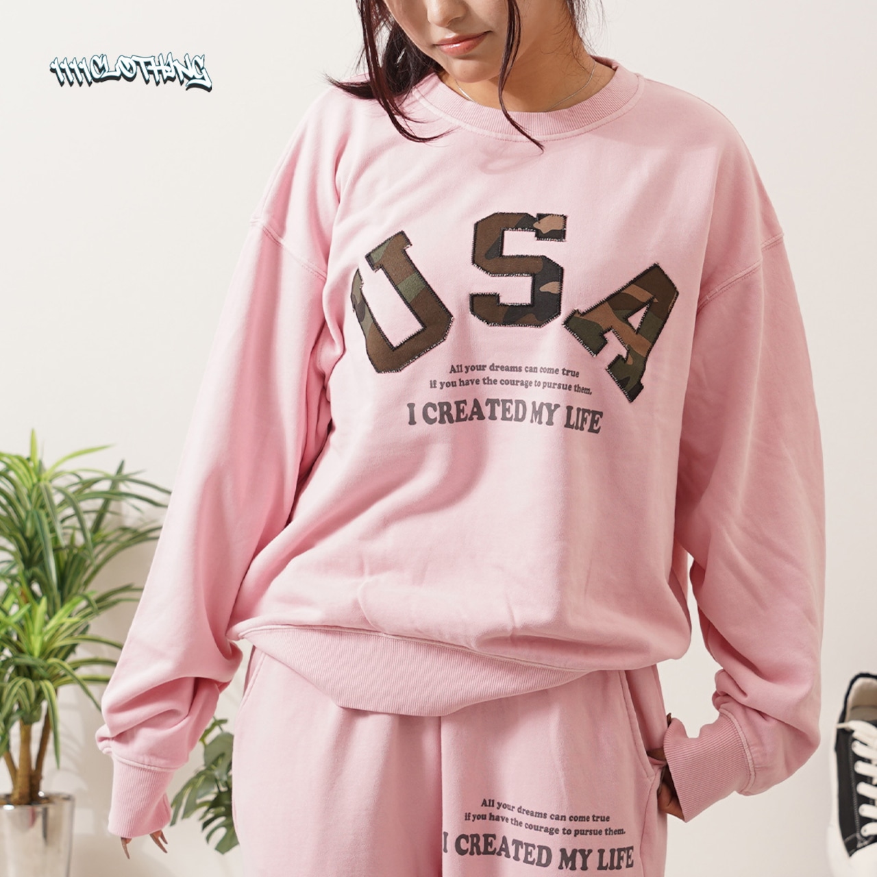 ◆USAアップリケ ピグメントスウェット◆wi-881022