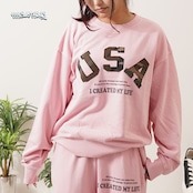 ◆USAアップリケ ピグメントスウェット◆wi-881022