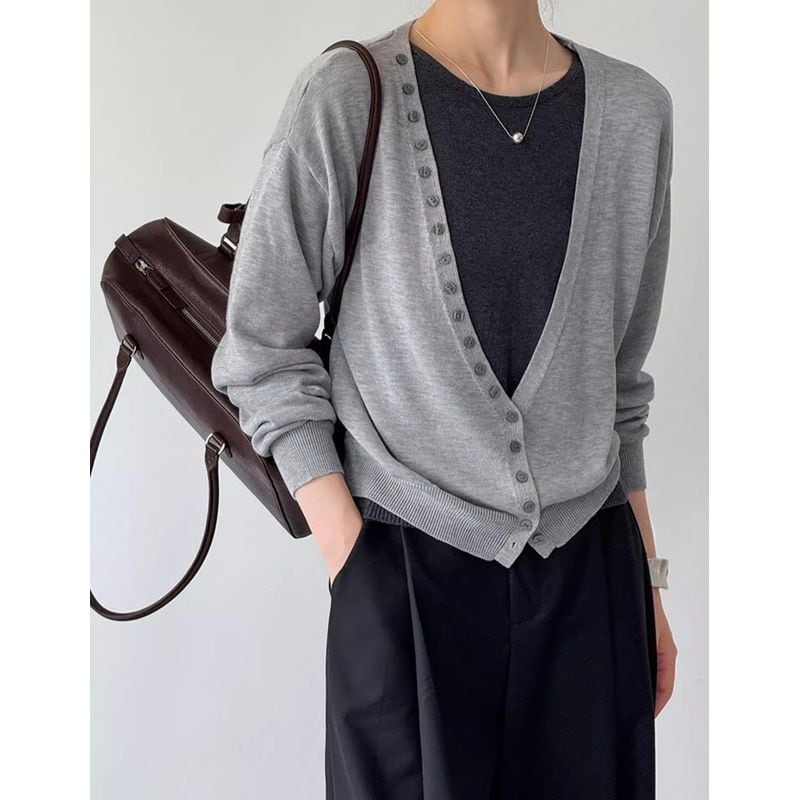 深Vネックニットカーディガン+ノースリーブセット 202195