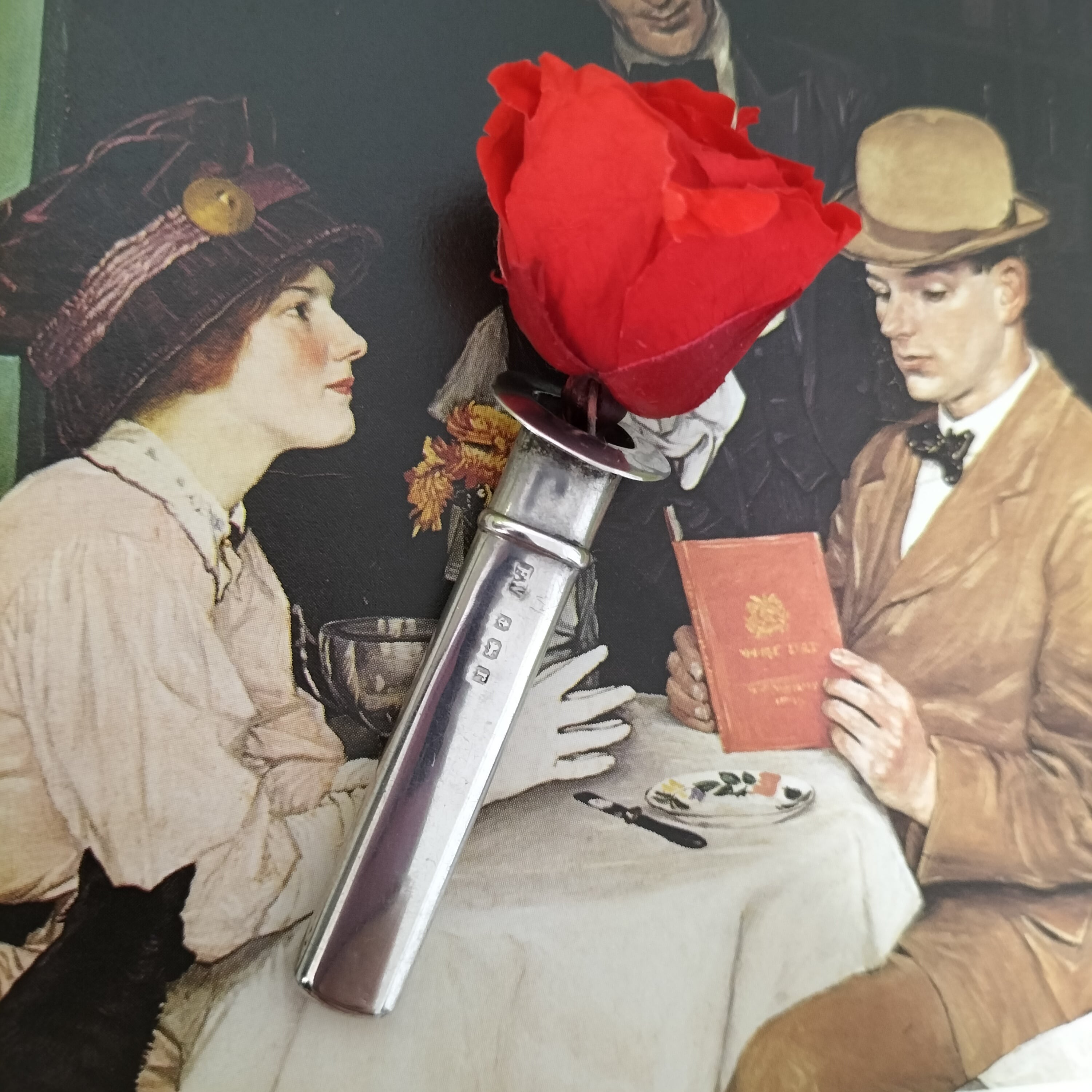 Antique Silver Boutonniere Flower Holder 1916年