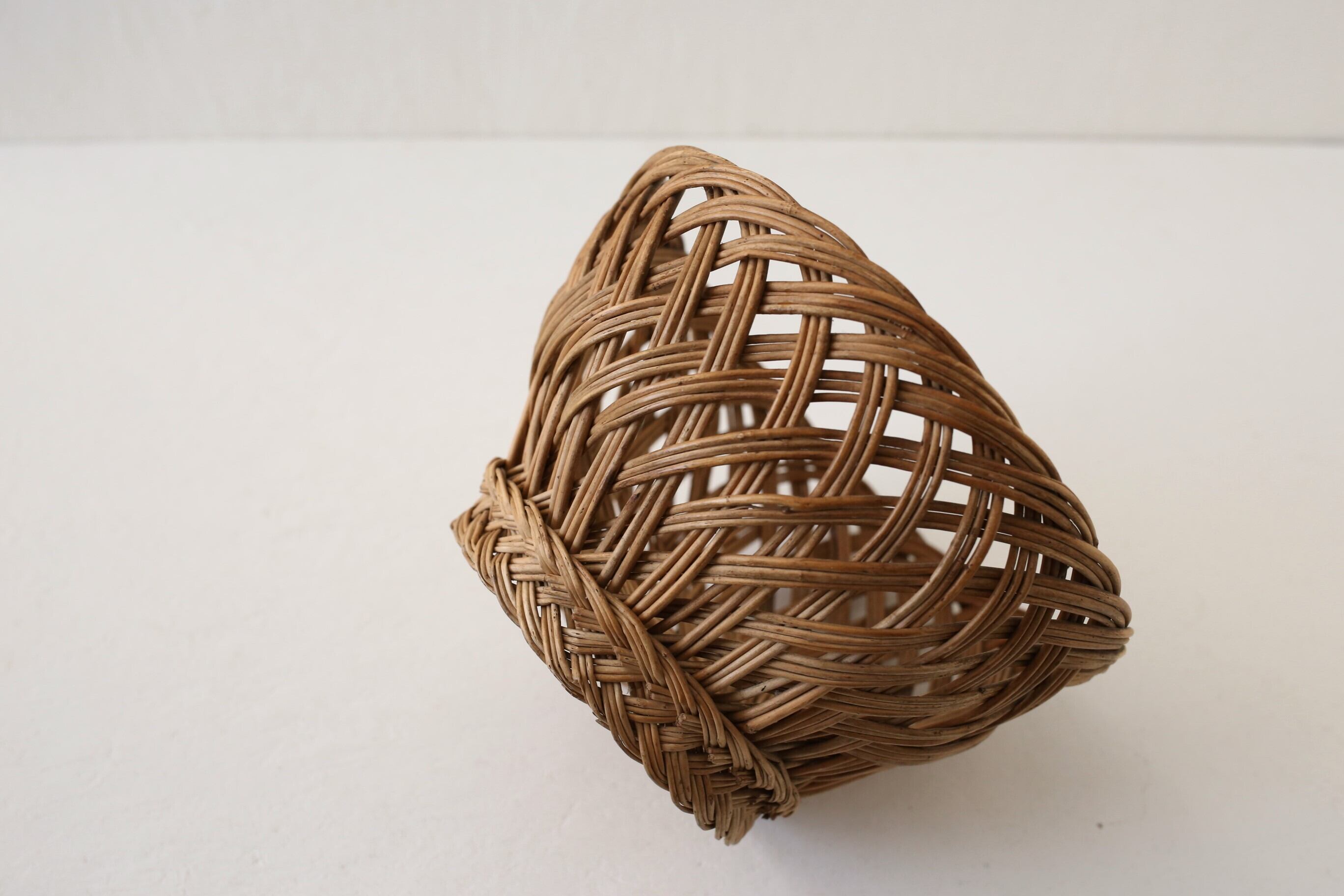 フランスアンティーク　パニエ  縦網み　透け編み　バスケット フランスアンティーク パニエ 縦網み 透け編み バスケット