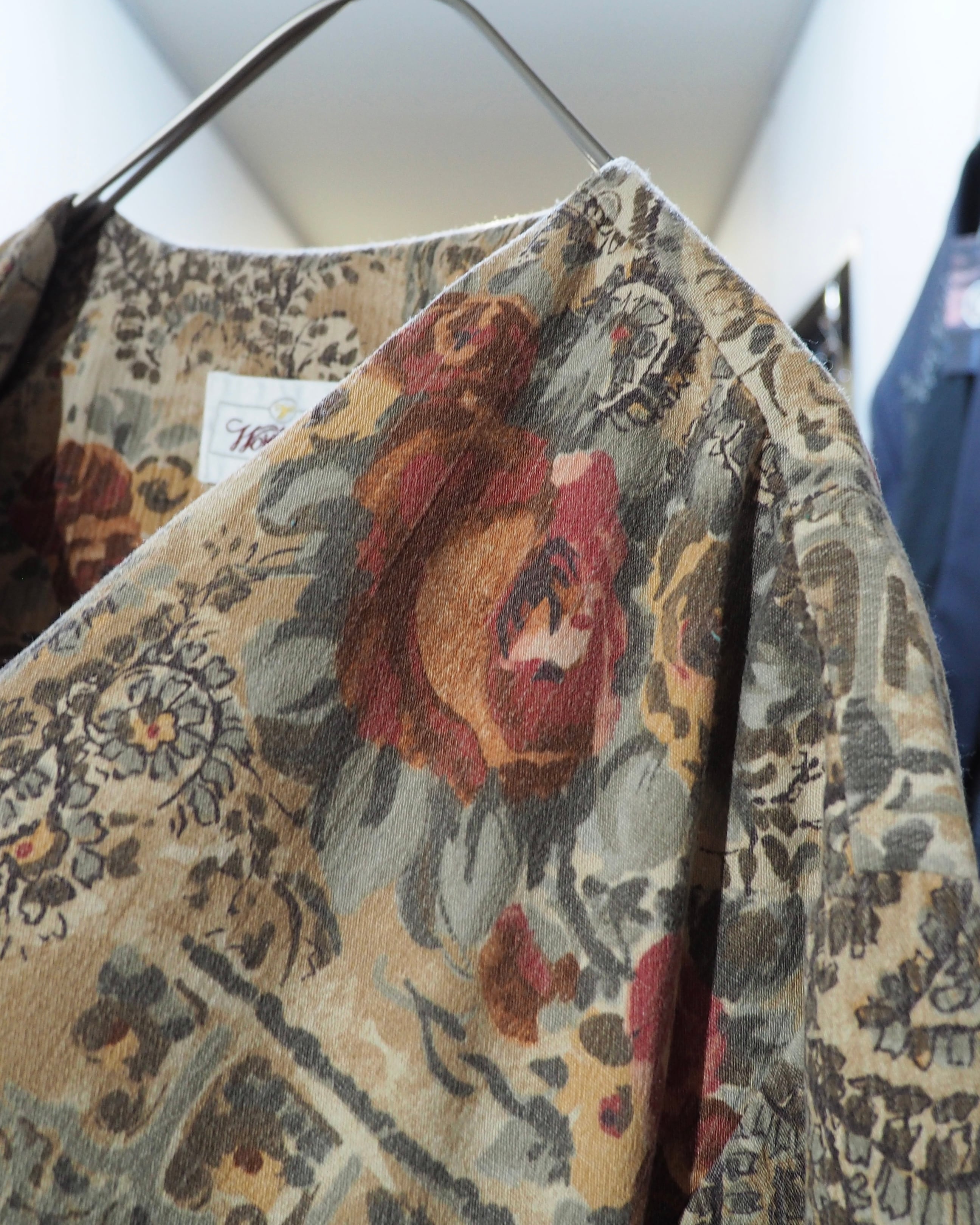 1980 - 90s " Made in USA " Beautiful Flower × paisley pattern vintage No collar jacket