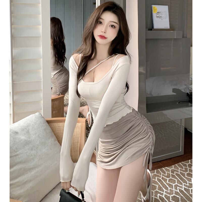 ニットTシャツ ハイウェストウェストギャザーショーツ スカート サマー ロング 夏物 ブルマー ガールズファッション18272633106