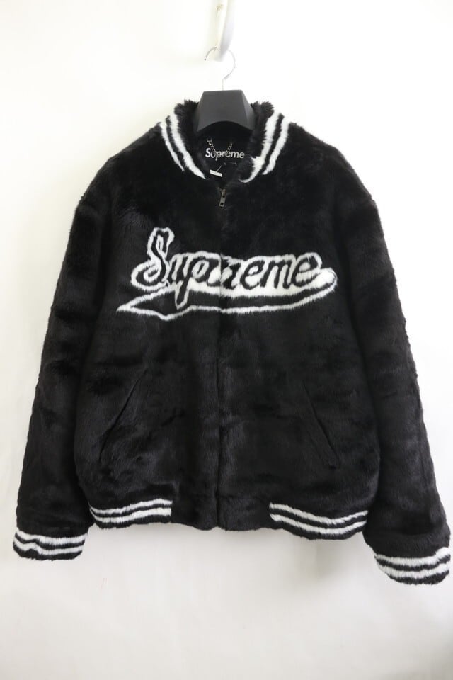 Supreme FAUX FUR VARSITY JACKET BLACK LARGE 400 15111 | BRAND 