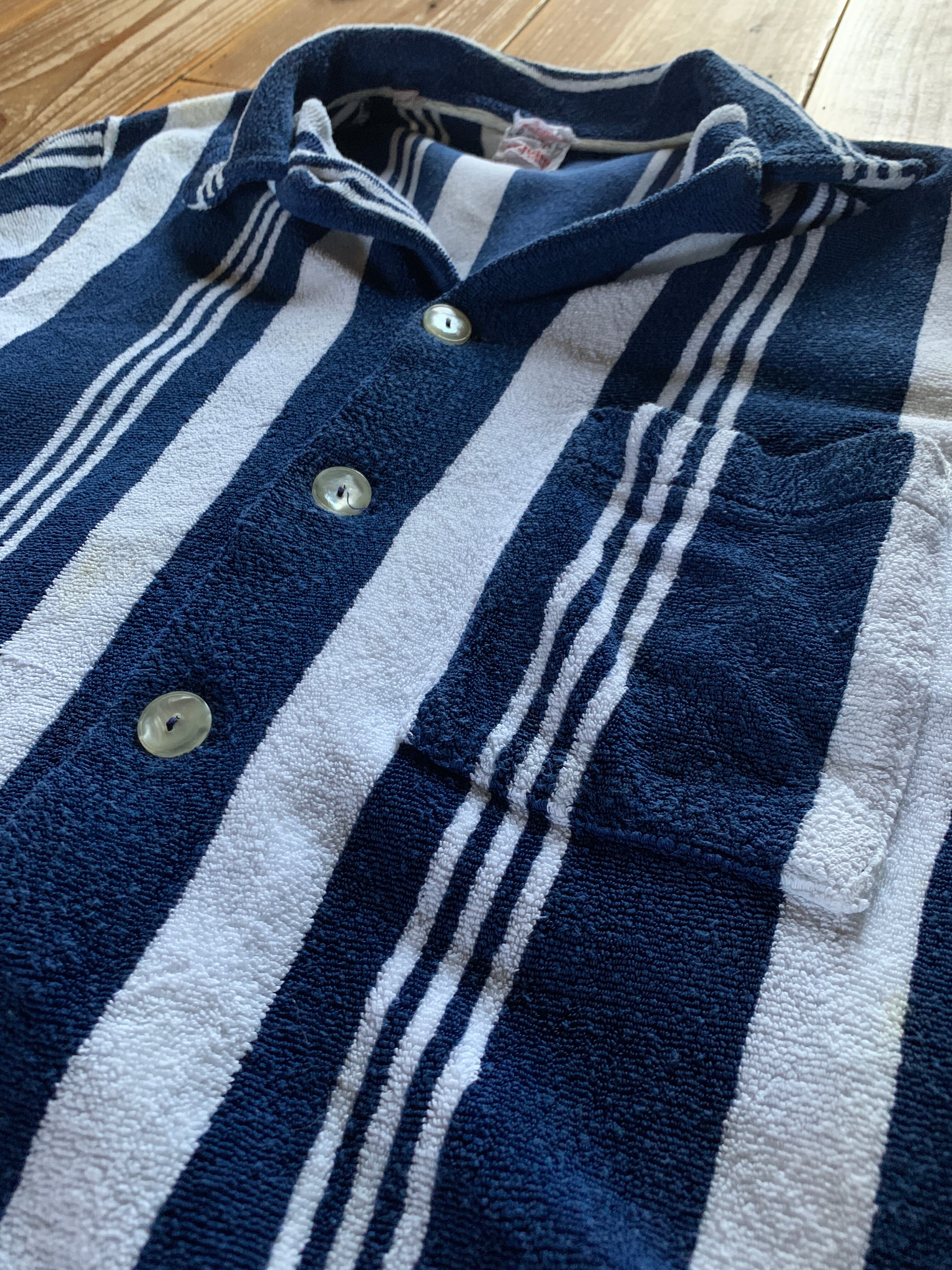 60's Bamberger's ストライプ パイル ビーチシャツ