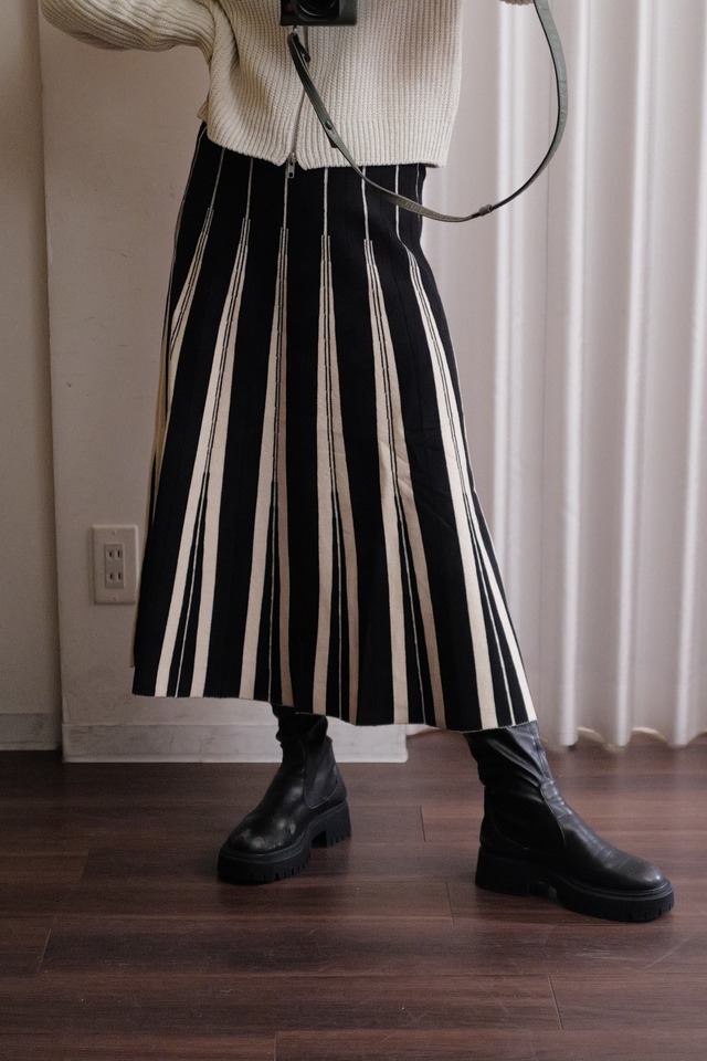 knit pleats skirt black