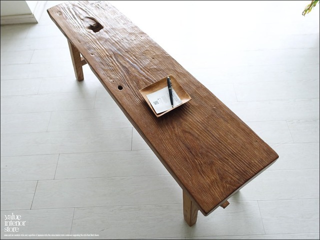 オールドチークベンチBOL02 長椅子 古材家具 ダイニングベンチ 一枚板 無垢材 ナチュラル 椅子 イス 三大銘木W130cm