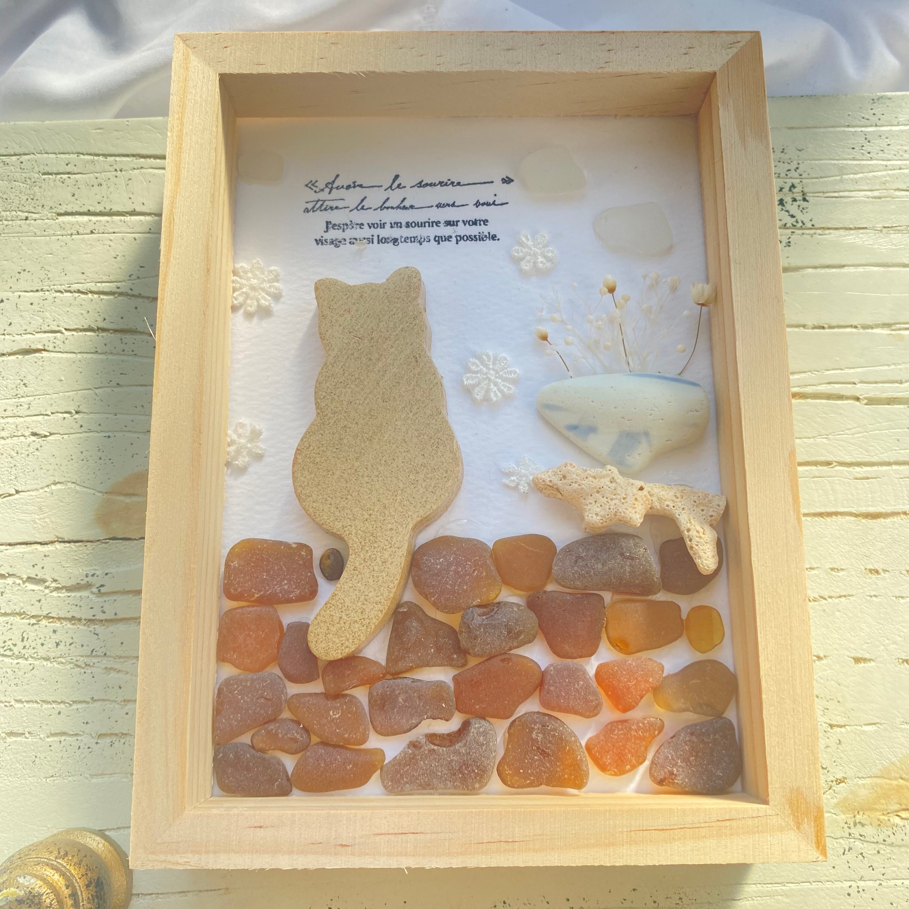 【両面作品】"煉瓦の壁の上でくつろぐ猫。"【陶芸作品コラボ】