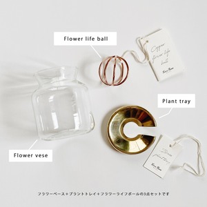 Flower vese＋Plant tray＋Flower life ball set (Ssize)