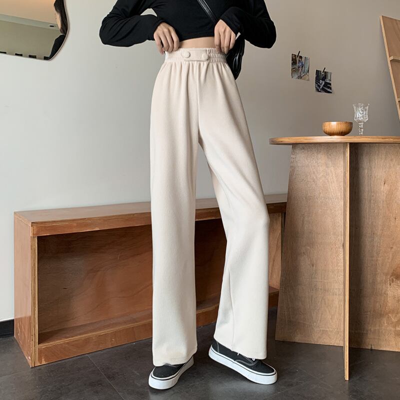 スプリングオータムスタイルハイウェストパンツ ルーズニットカジュアル 春物 秋物 試着室89215442465