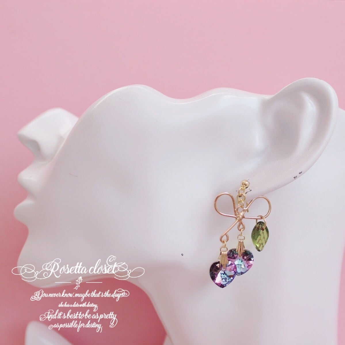 蝶々&薔薇ビジュー♡ リトルウッズレジン ピアス/イヤリング✩*॰¨-