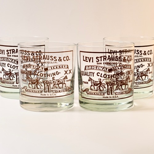 80s Levi's 2 Horse Whiskey Glass NOS