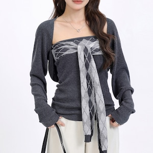 bolero argyle ribbon knit set m1276