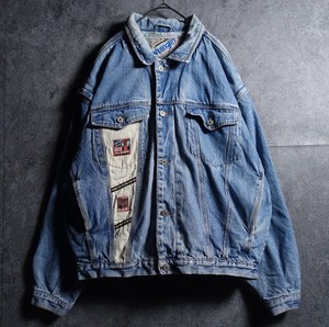 "Wrangler" Denim Switching & Paisley Pattern Design 2way Trucker Jacket