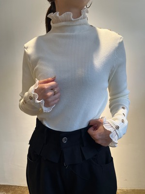 エイミーロウ  Eimee Law プリーツ切替ハイネックリブニット