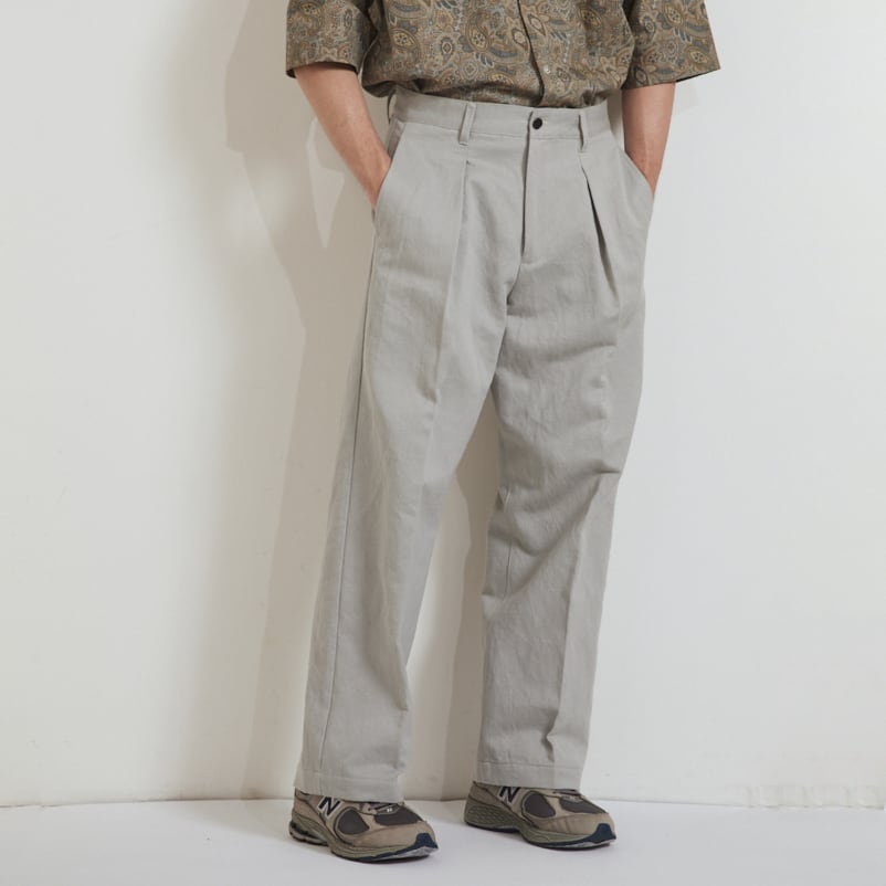 WOMEN'S】C/LI TWILL TUCK PT / 綿リネンツイルタックパンツ (LIGHT