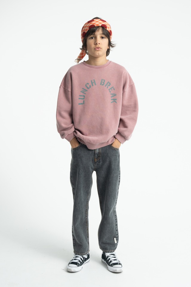 【piupiuchick】Oversized Sweatshirt with "Lunch Break" Print / Pink