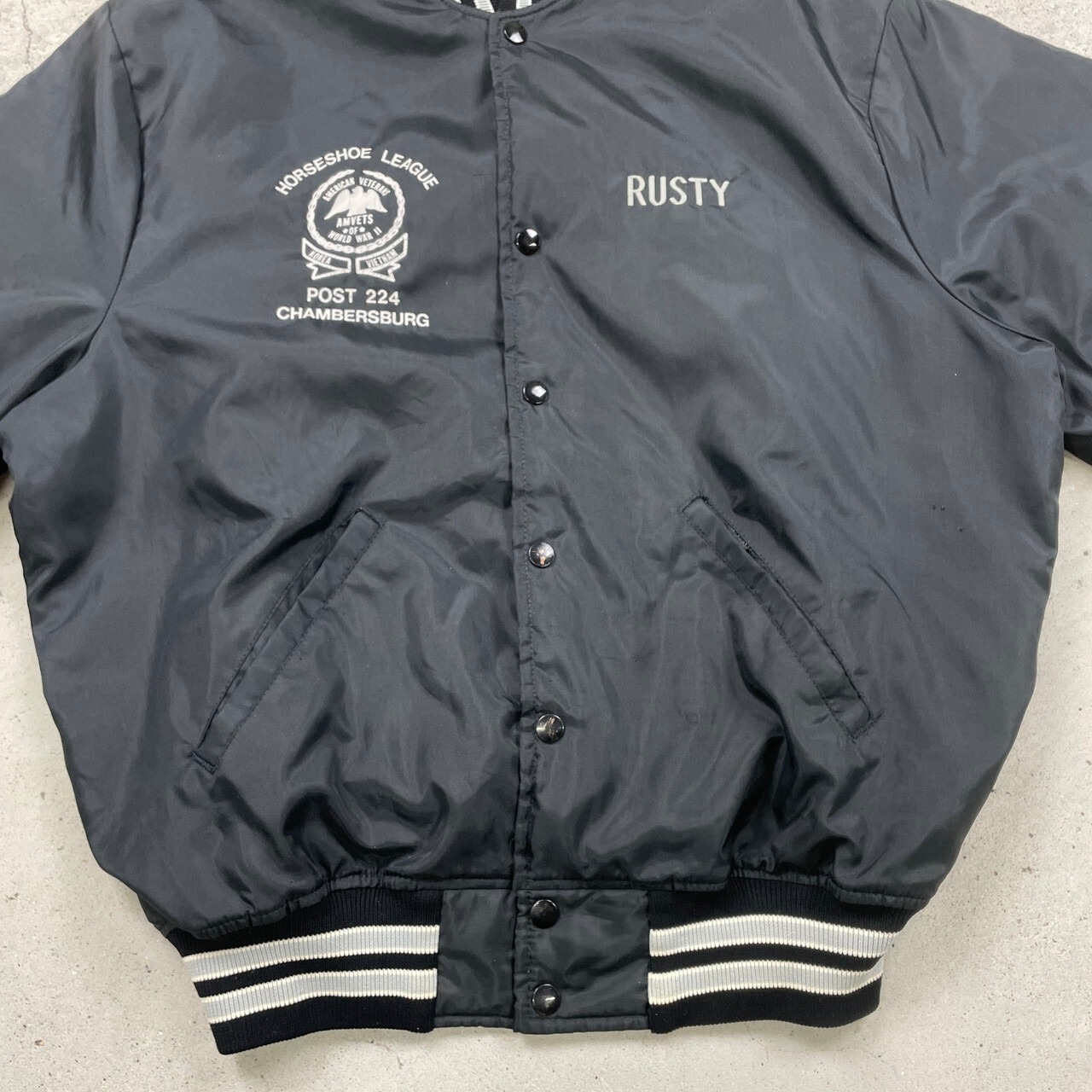 90年代 USA製 HOWE ナイロン スタジャン チームロゴ キルティング 