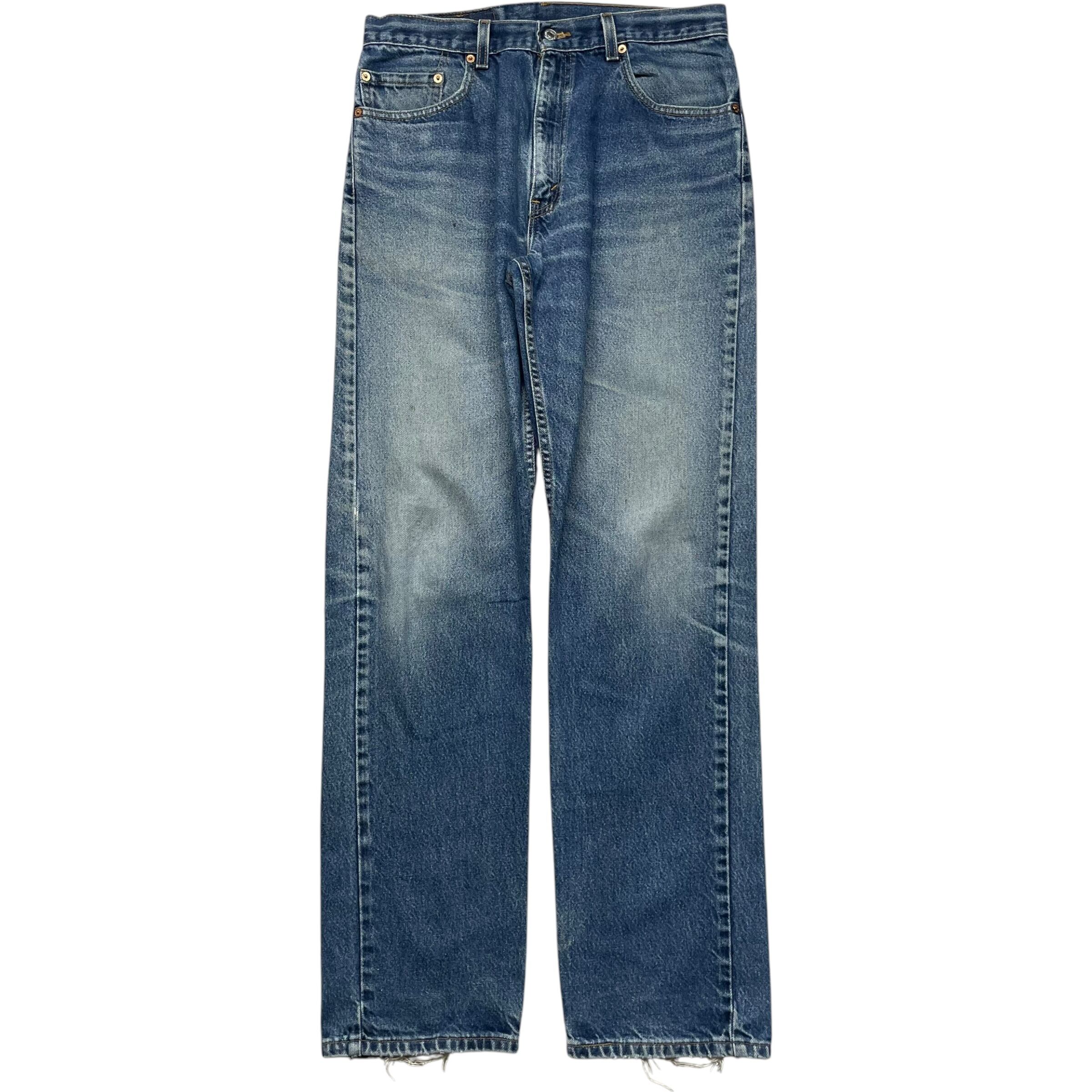 《実寸 W33L34》 Levi's リーバイス 505 デニムパンツ ストレート 色落ち ヒゲ USA製 no.7164
