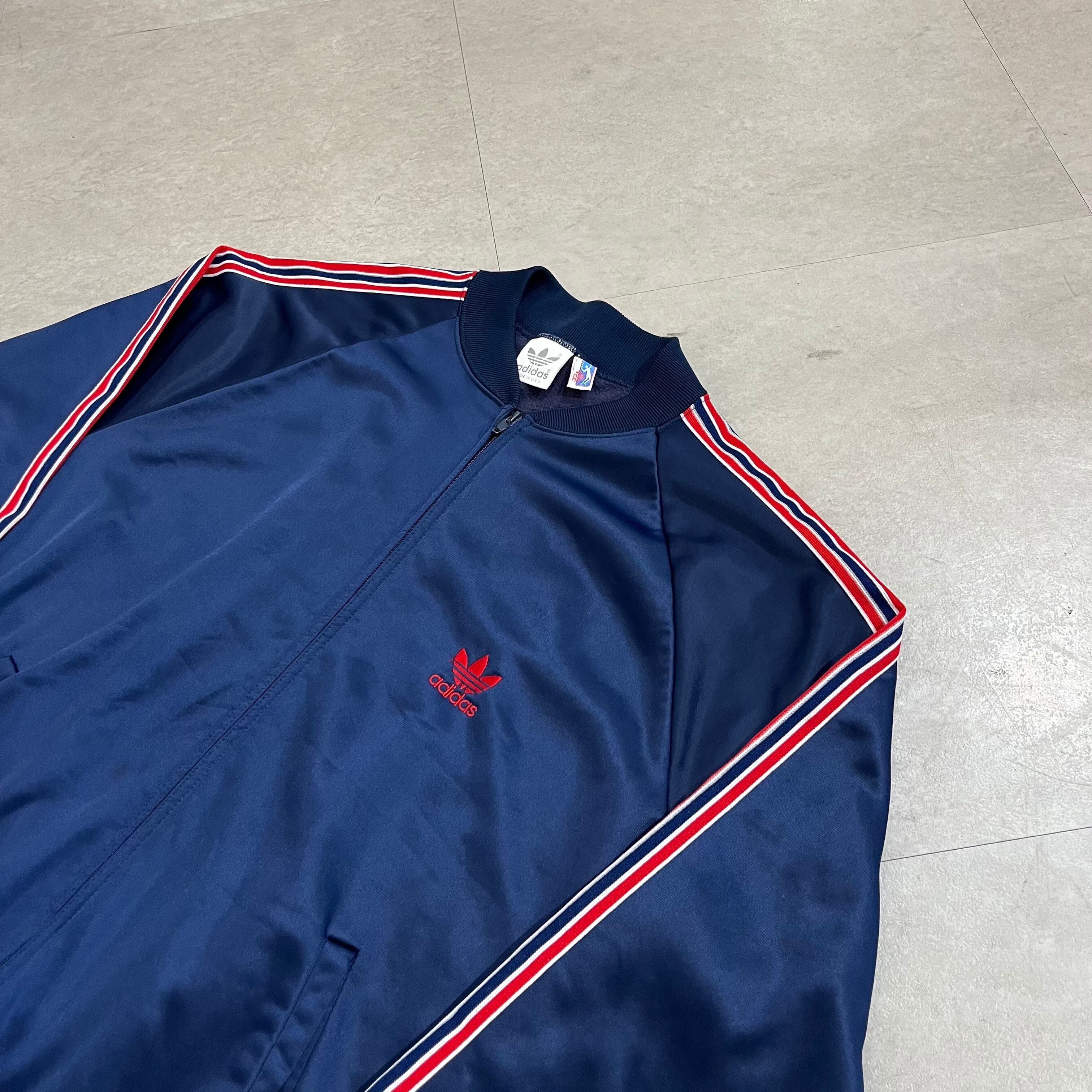 80年代 USA製 size : XL【 adidas】アディダス ATP トラックジャケット 胸ロゴ 紺 赤 古着 古着屋 高円寺 ビンテージ