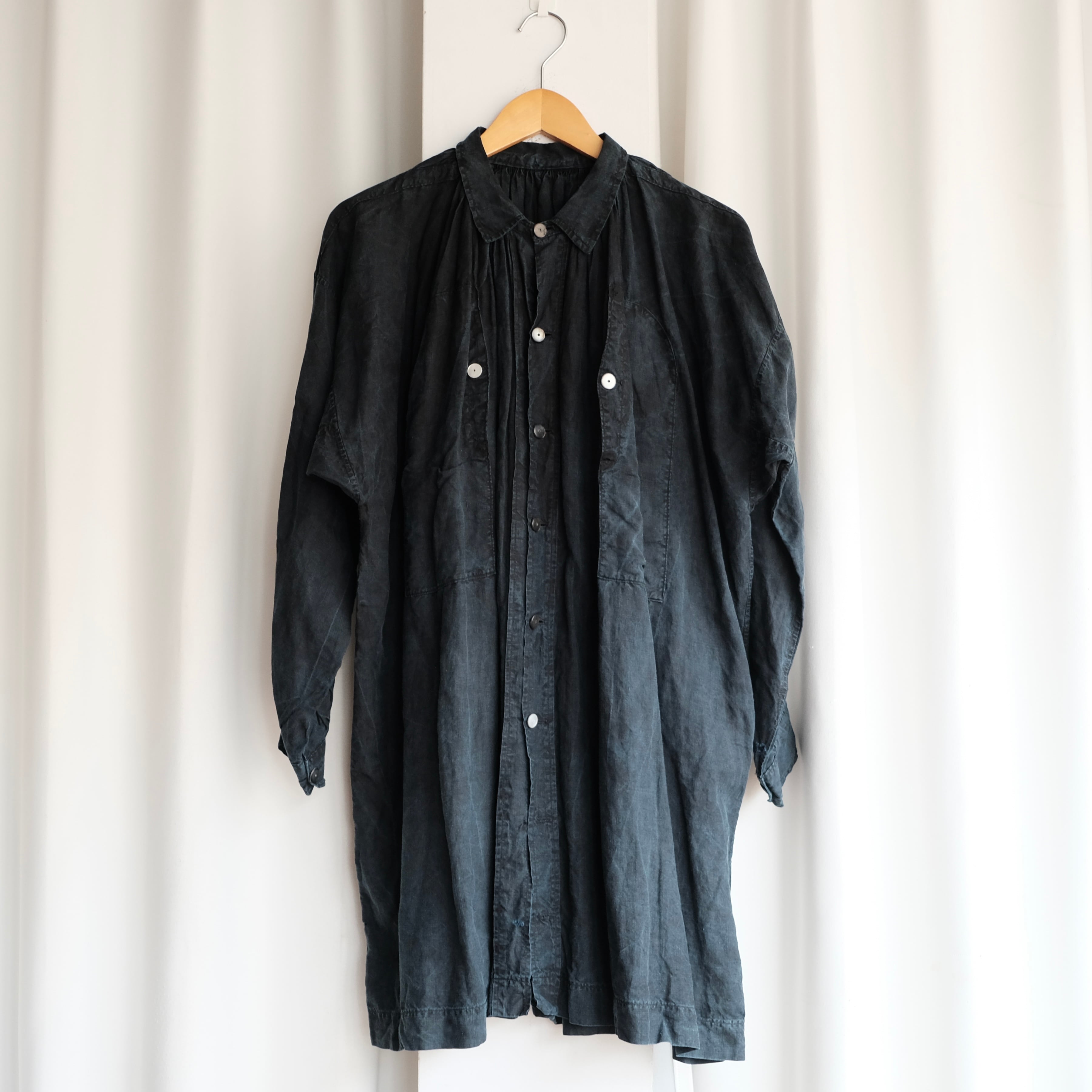 1900〜1910s フレンチアンティーク インディゴリネンスモック 1900 EARLY FRENCH VINTAGE INDIGO LINEN SMOCK | safarionline