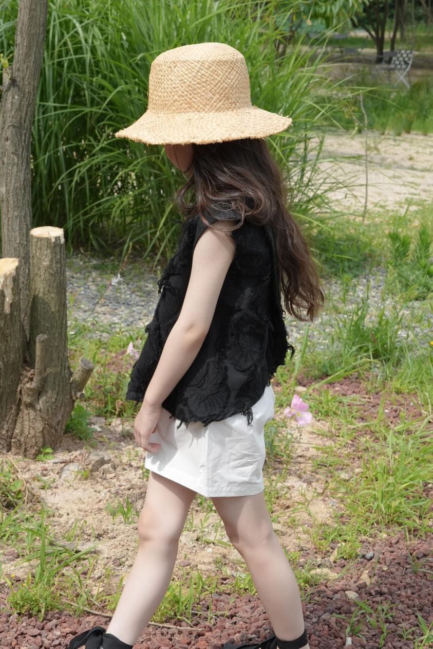 【予約】 fringe vest (black / kids)