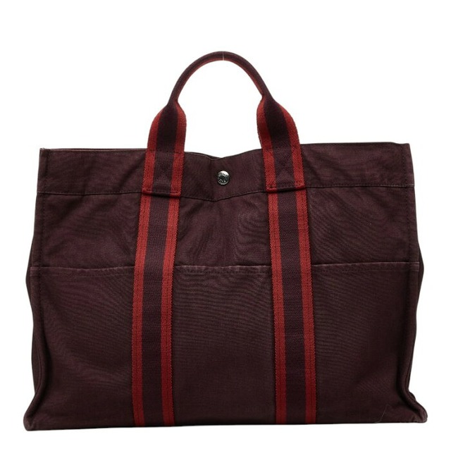 エルメス フールトゥMM トートバッグ ハンドバッグ ワインレッド キャンバス レディース HERMES 【中古】