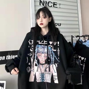 【トップス】韓国系長袖アニメ二次元暗黒系プリントカジュアルTシャツ 577443714