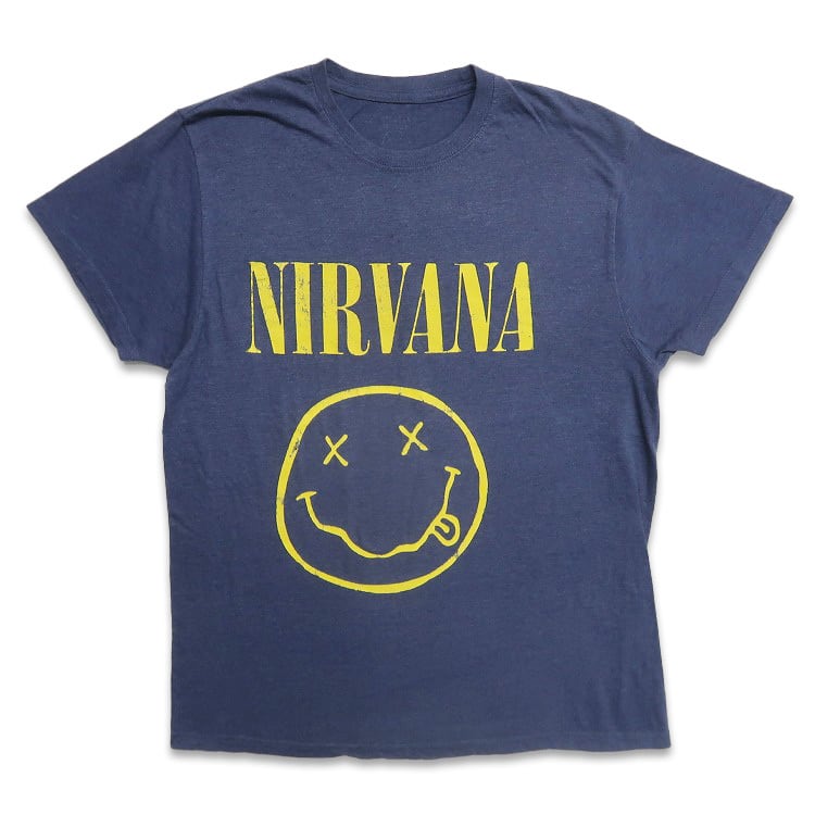 ヴィンテージ ニルヴァーナ スマイル プリント 半袖Ｔシャツ ブラック サイズ不明 正規品 / 52522 スマイル Tシャツ バンド オーバーサイズ ヴィンテージ加工