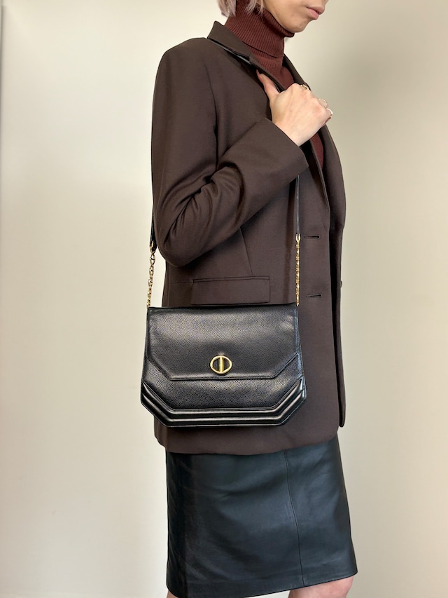 Christian Dior クリスチャン ディオール ショルダーバッグ ブラック CDロゴ レザー チェーン vintage ヴィンテージ オールド n5ndi6