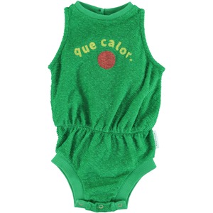 【24SS】piupiuchick(ピウピウチック) nosleeve all-in-one green w/ que calor print (12m/18m/24m)オールインワン　