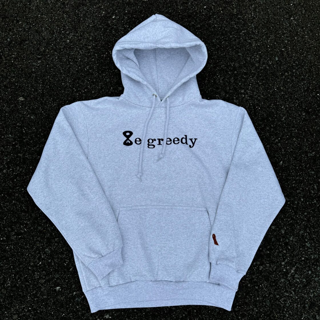 embroidery brand name hoodie gray | PAY ID