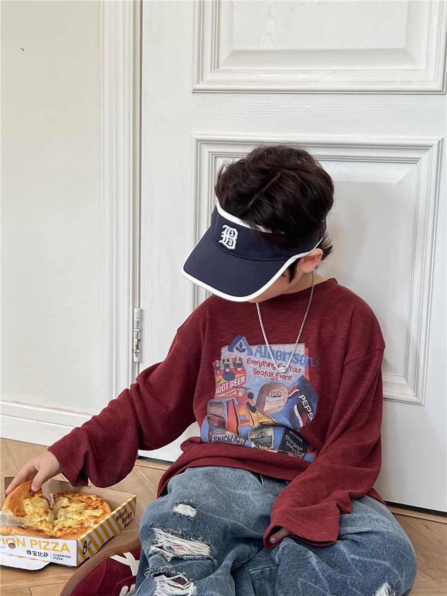 90,100cm 2color イラストトップス