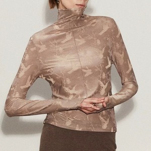 jacquard sheer turtleneck top  00353