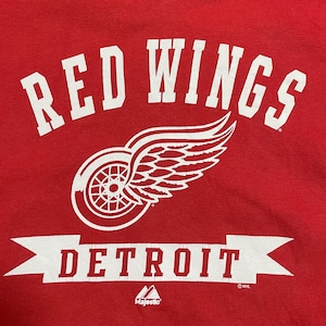 majestic NHL アイスホッケー デトロイト・レッドウィングス Detroit Red Wings パーカー プルオーバー スウェット プリント ロゴ マジェスティックM相当 us古着