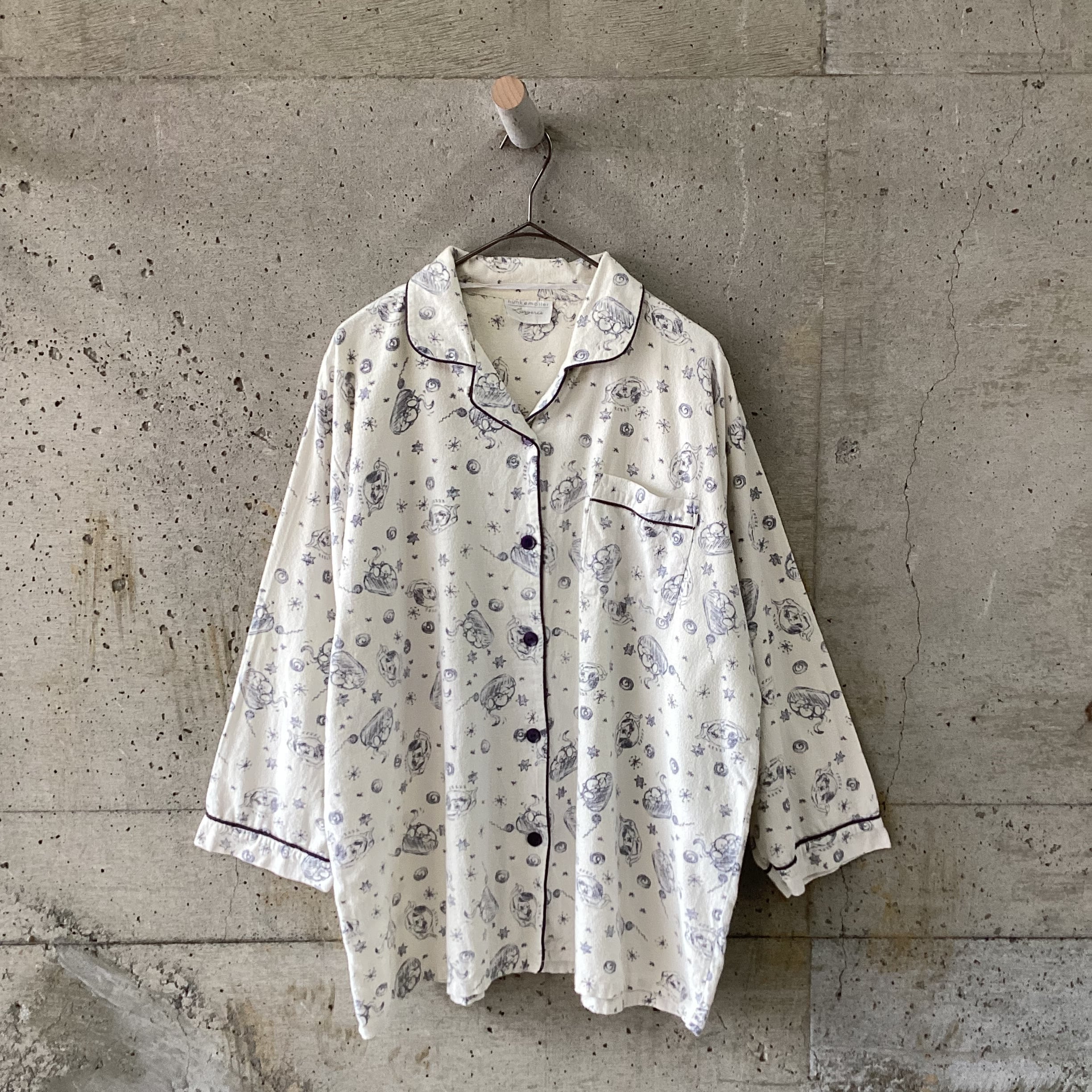 Cat print pajama shirt