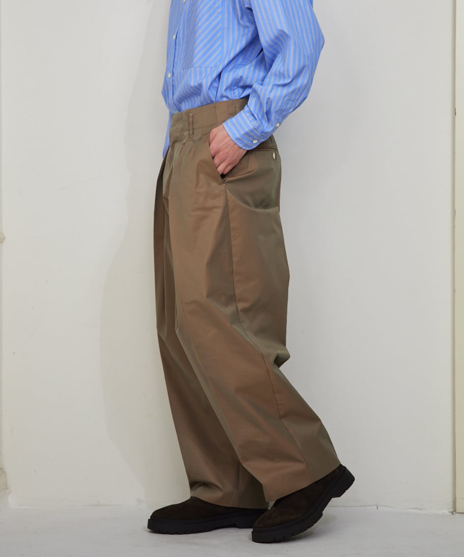 GABARDINE DOUBLE TUCK PANTS / ギャバジンダブルタックパンツ (BEIGE