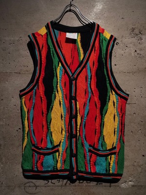 【Caka】"COOGI" Multi Coloring Vintage 3D Knit Vest