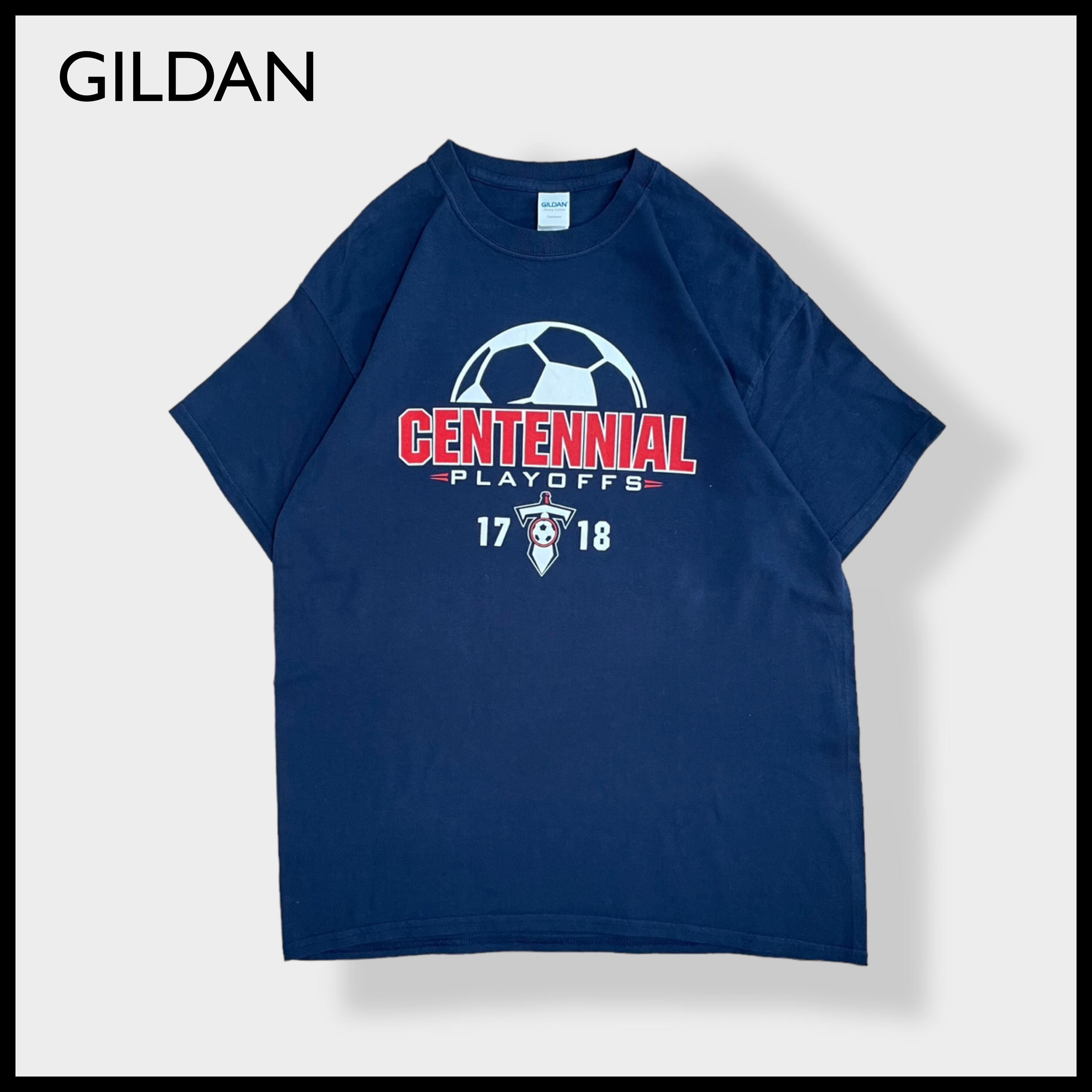 【GILDAN】サッカー ロゴ プリント Tシャツ 半袖 バックプリント ...