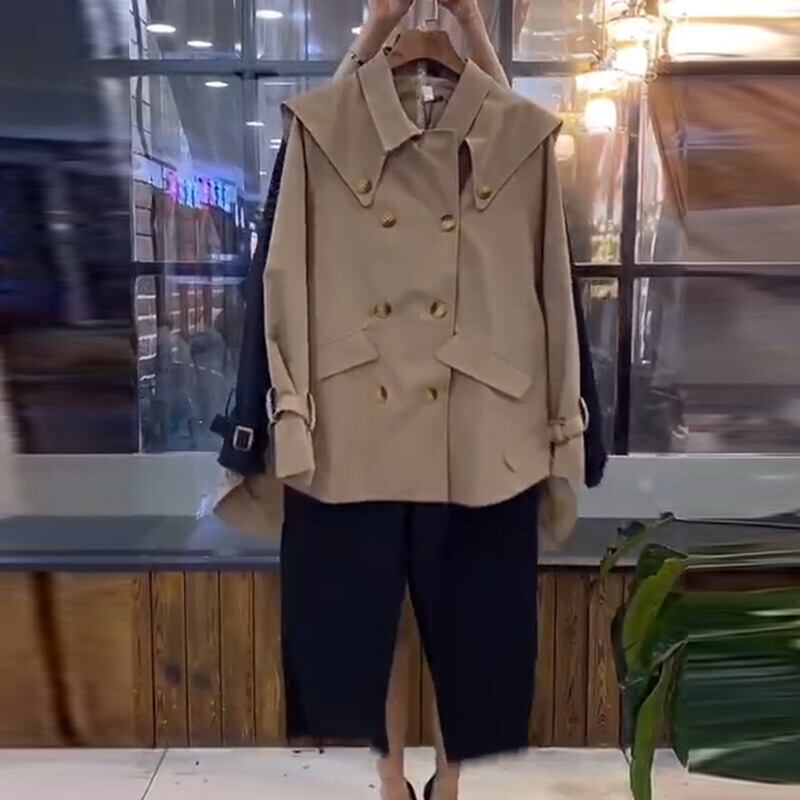 年秋新しいプラスサイズの女性のカジュアルな痩身200ポンド脂肪mmラペルファッションウインドブレーカージャケット ミックスインファッション29887023006