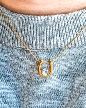 zirconia horseshoe necklace stainless steel