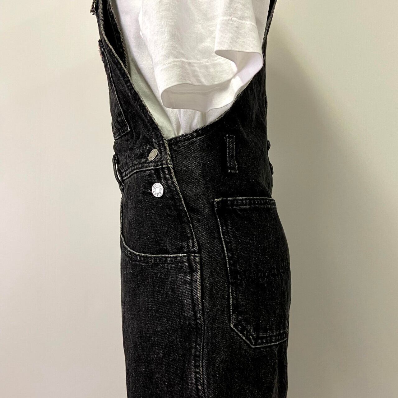 80年代 USA製 GUESS ゲス テーパード ブラック デニム オーバーオール 
