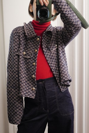 tweed short jacket pink navy