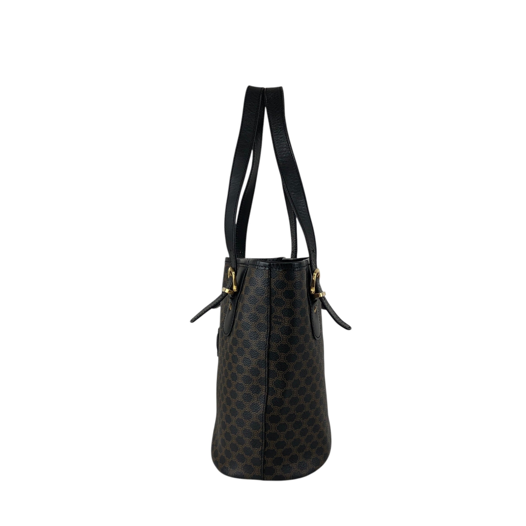 CELINE セリーヌ マカダム ハンドバッグ ブラック ブラゾン型押し PVC