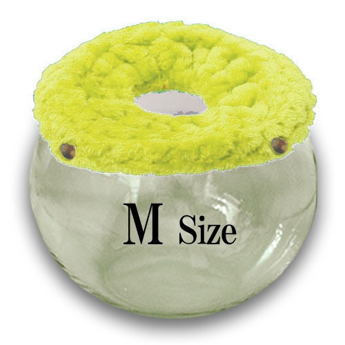 【Mサイズ】パステルイエロー　チンチラ　デグー　砂浴び容器　飛び散り防止　ブラッシング効果  Chinchilla's glass ball for dust bath [M size] fluffy ring is [pastel yellow color] .