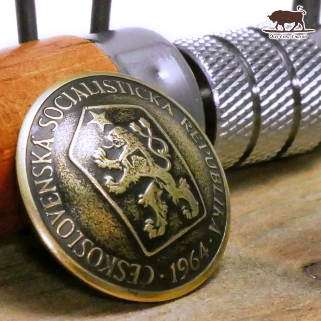 コンチョ チェコスロバキア 1コルナ ライオン 22.5mm コインコンチョ ネジ式コンチョ パーツ ボタン コイン 本物コイン使用 | Pay ID