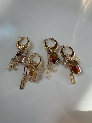 square glass×moon pierce/earring