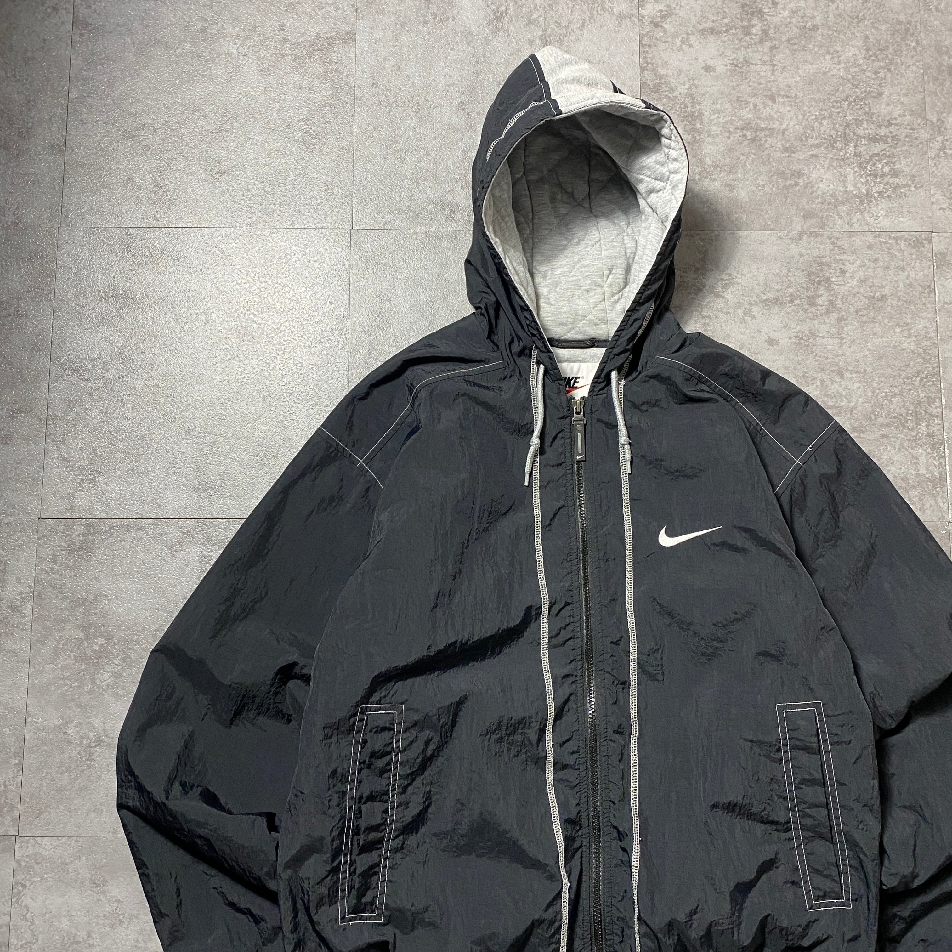 90's NIKE ナイキ スウォッシュ 刺繍ワンポイント バックロゴ ブラック