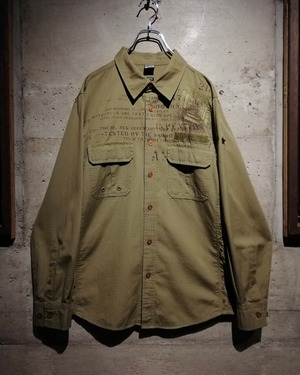 【Caka】"OAKLEY" Lettering × Damage Design L/S Cotton Shirt