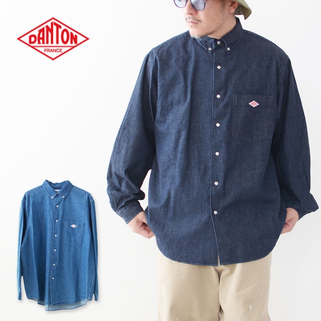 DANTON [ダントン] M DOT BUTTON DUNGAREE B.D SHIRT [DT-B0116DUG] ドットボタン ダンガリー ボタンダウンシャツ 無地・ヴィンテージシャツ・スナップボタン・長袖シャツ・メンズ・男性用・紳士・MEN'S [2024SS]